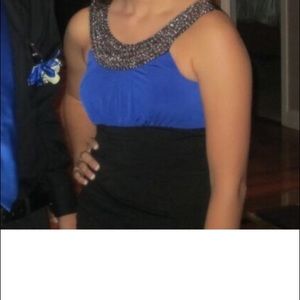 Blue and black homecoming dress